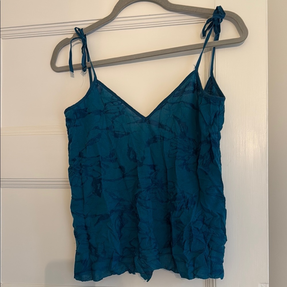 Zara Blue Ruched Tie Front Camisole